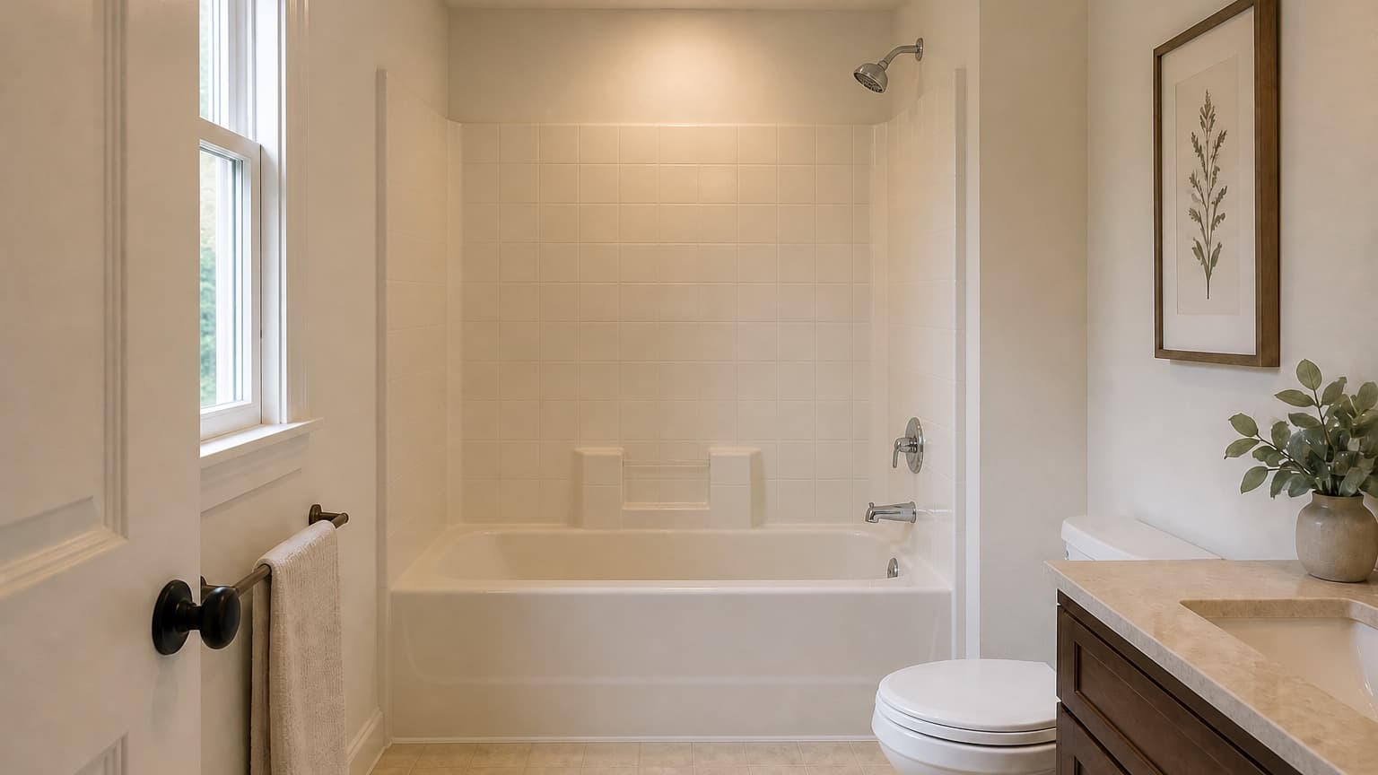 The original alcove tub and surround before conversion